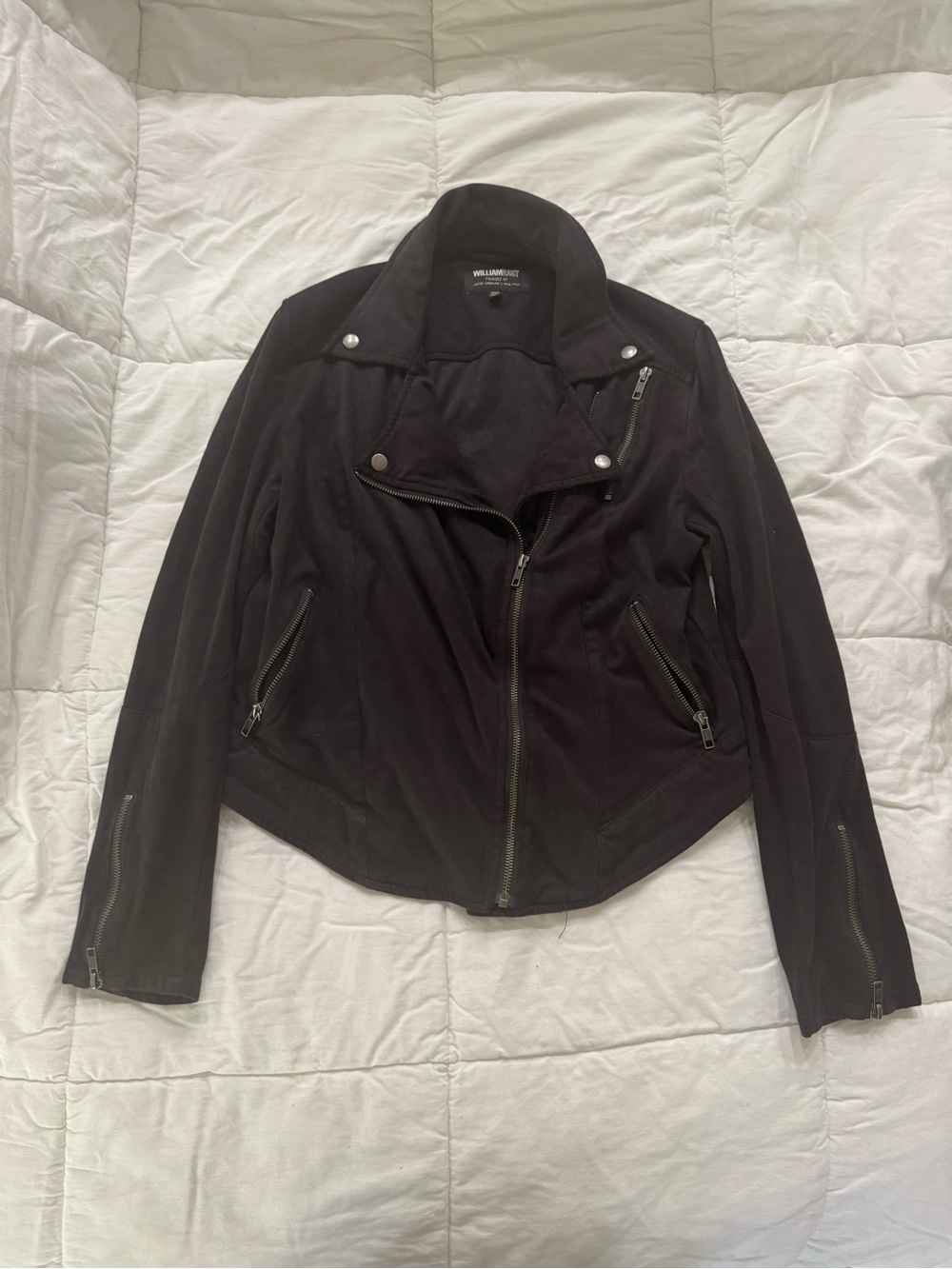 William Rast Black Asymmetrical Zip Leather Jacket